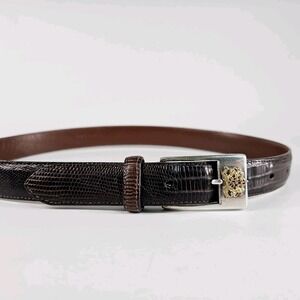 Vtg Polo Ralph Lauren Genuine Lizard Skin Belt Women 28 Sterling Silver .925 USA